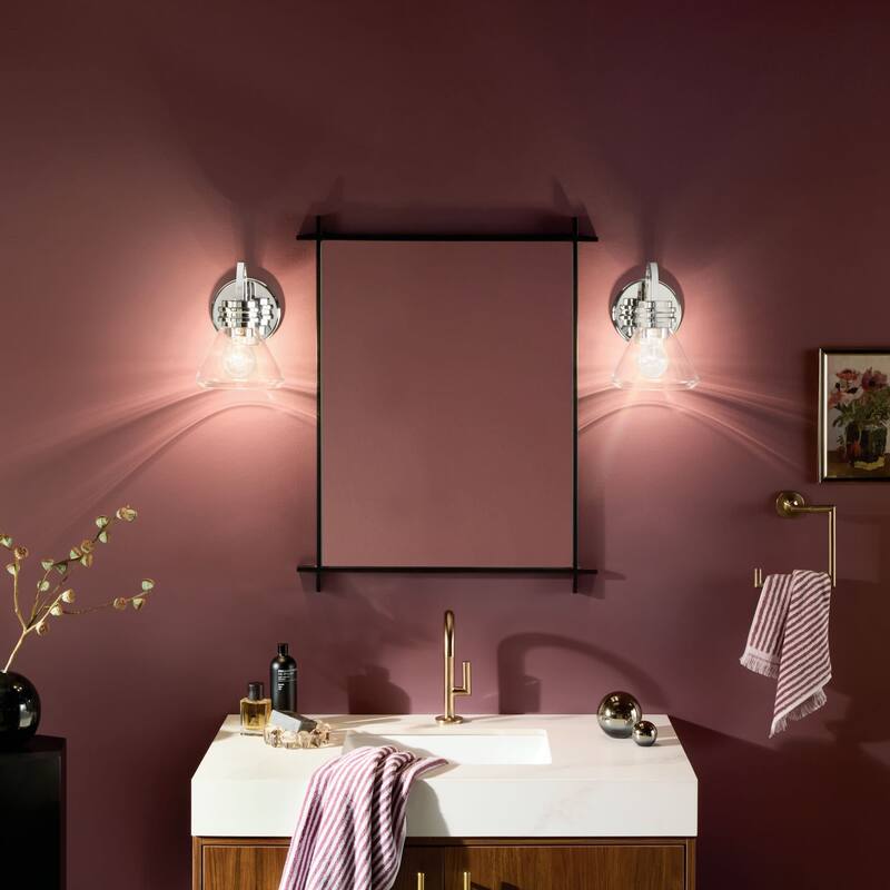 Kichler 55153CLR Farum 10" Tall Bathroom Sconce with Clear Glass Shade