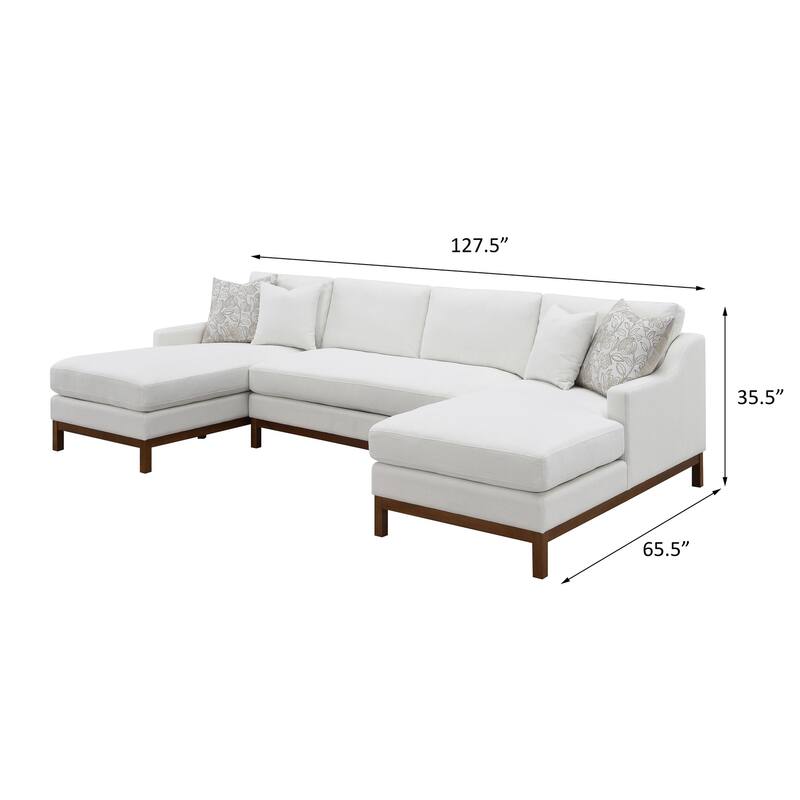 Nollia Ivory Sectional Sofa with 4-Pillow