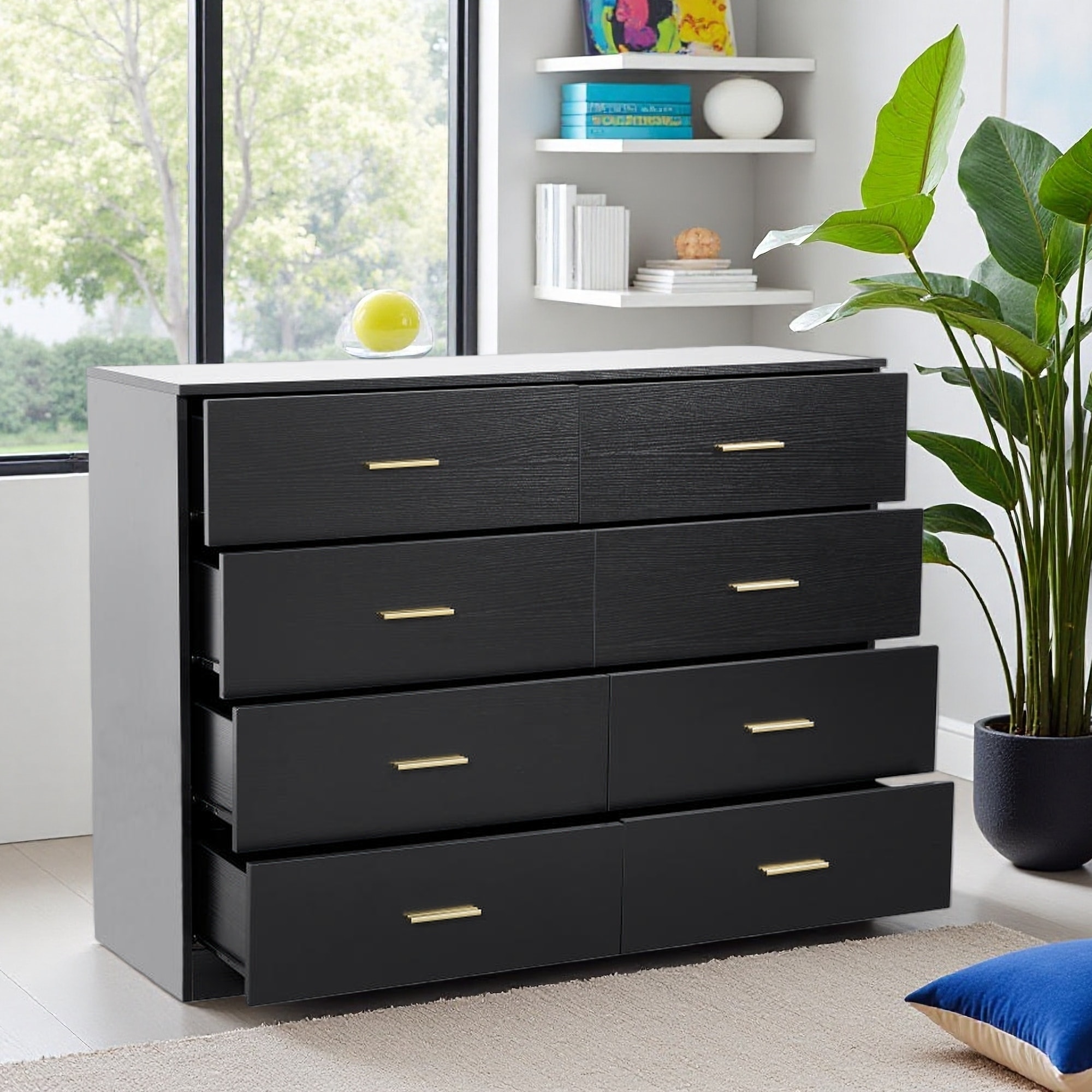 8-Drawer Engineered Board Modern Natural Dresser
