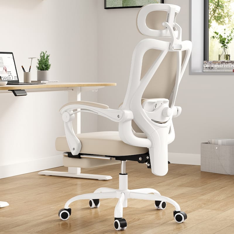Ergonomic Office Chair with Footrest, Office Desk Chair with Headrest, High Back Computer Chair with Adjustable Lumbar Support