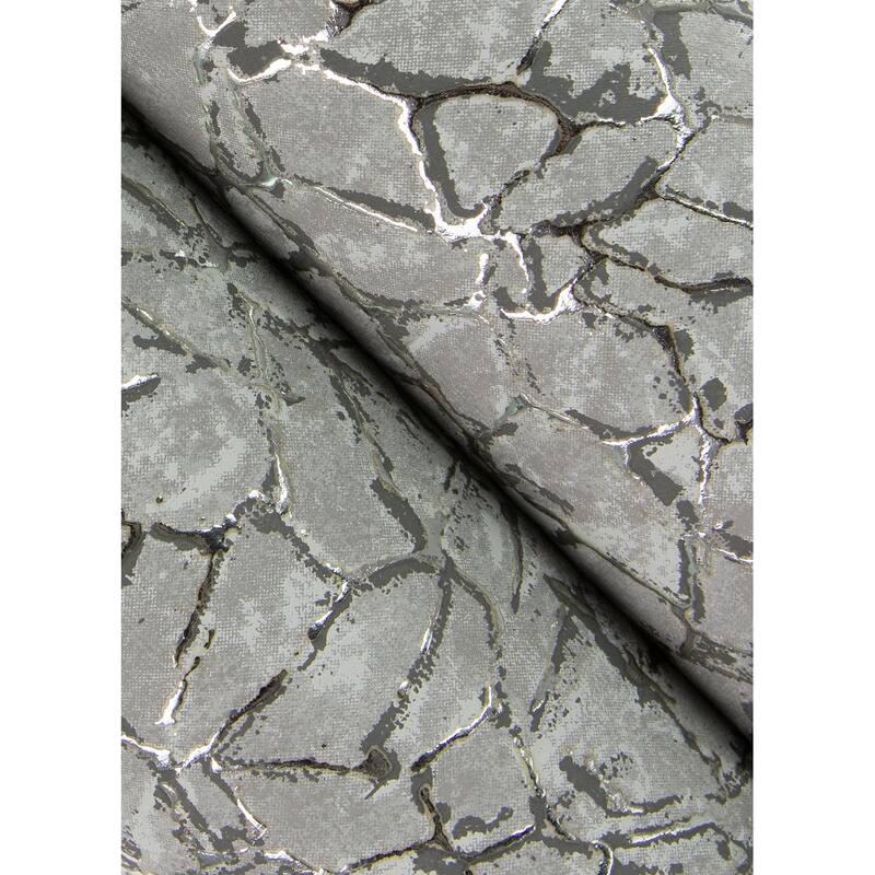 A-Street Prints Soma Sterling Metallic Crackling Wallpaper