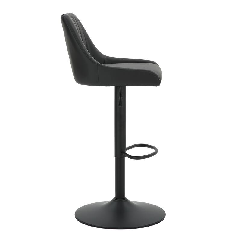 Modern Faux Leather and Metal Adjustable Air-Lift Stool with Swivel, Set of 4 - White and Black