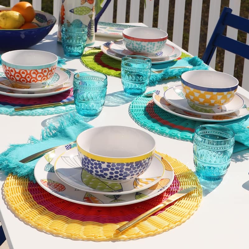 Euro Ceramica FreshCatch 12 Piece Dinnerware Set - Service for 4