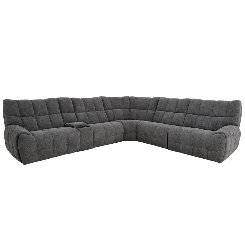 Furniture of America Aurei Modern Reclining Sectional with Console and USB Ports