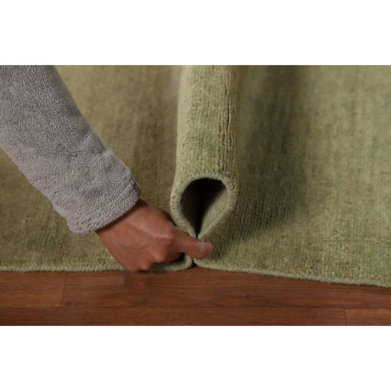 Hand Knotted Oriental 100% Wool Carpet Modern Solid Green Gabbeh Area Rug - 5' 0'' X 3' 5''