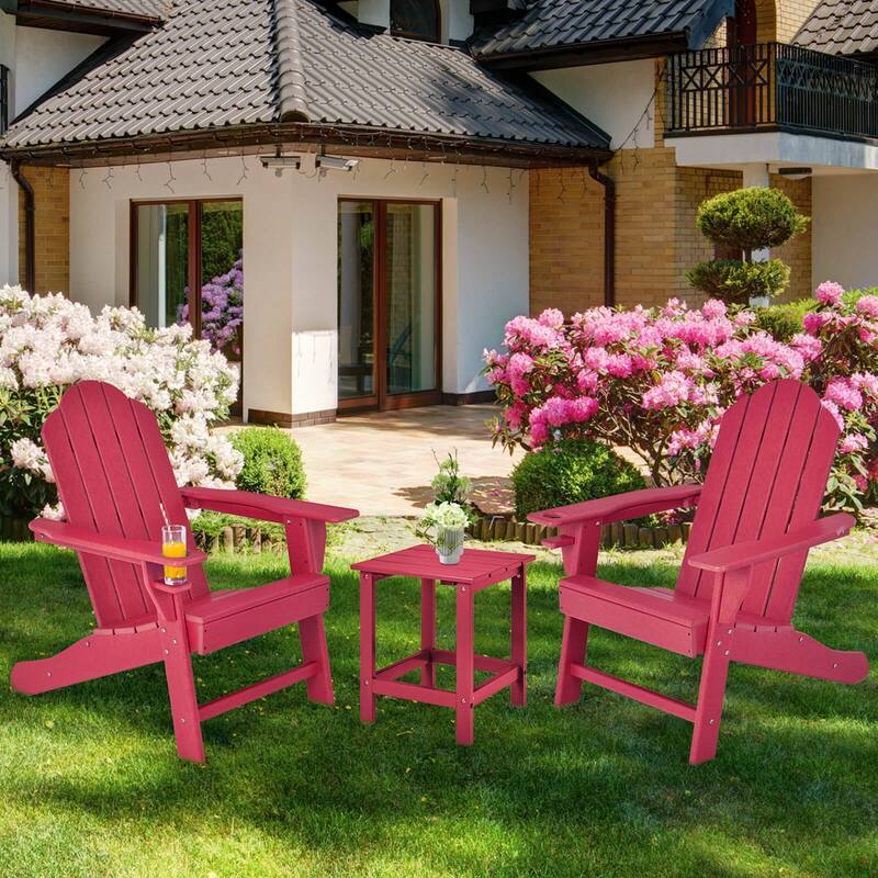 Costway Patio Adirondack Chair Weather Resistant Garden Deck W/Cup