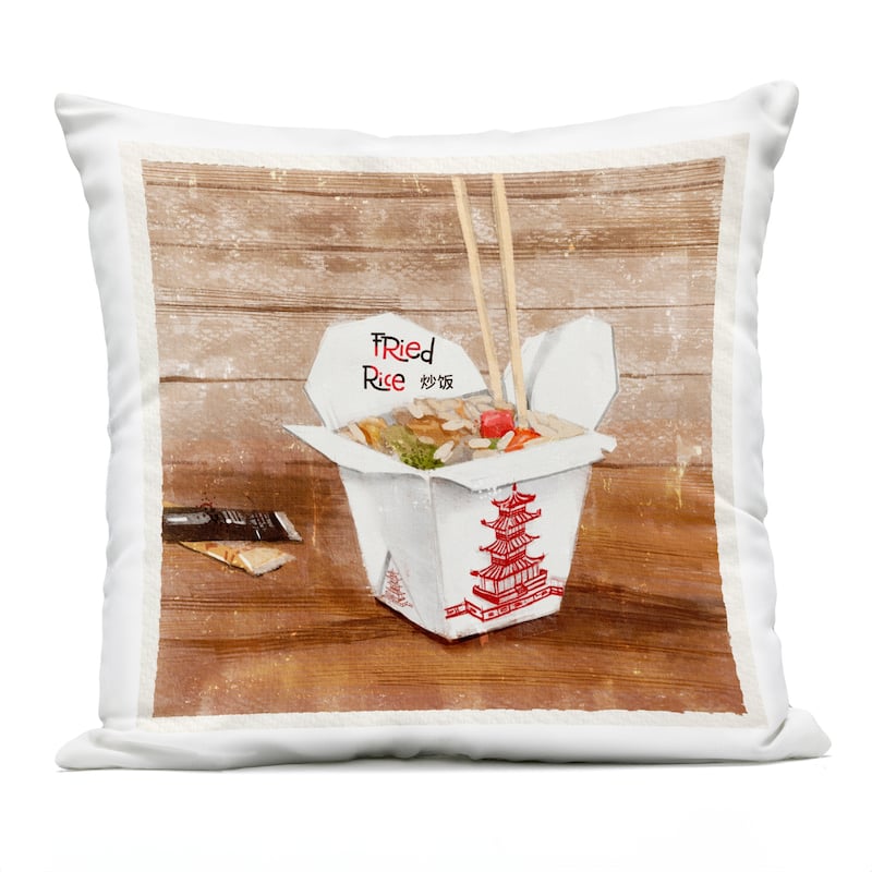 Stupell Fried Rice Takeout Box Printed Outdoor Throw Pillow Design by Juliet Rose Philips - Accent - Polyester - White - Single