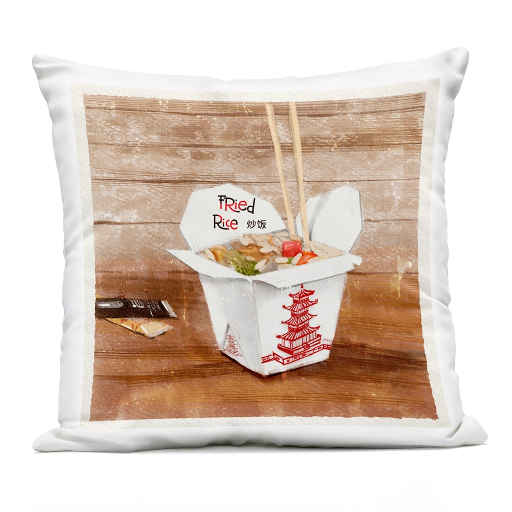 Stupell Fried Rice Takeout Box Printed Outdoor Throw Pillow Design by Juliet Rose Philips
