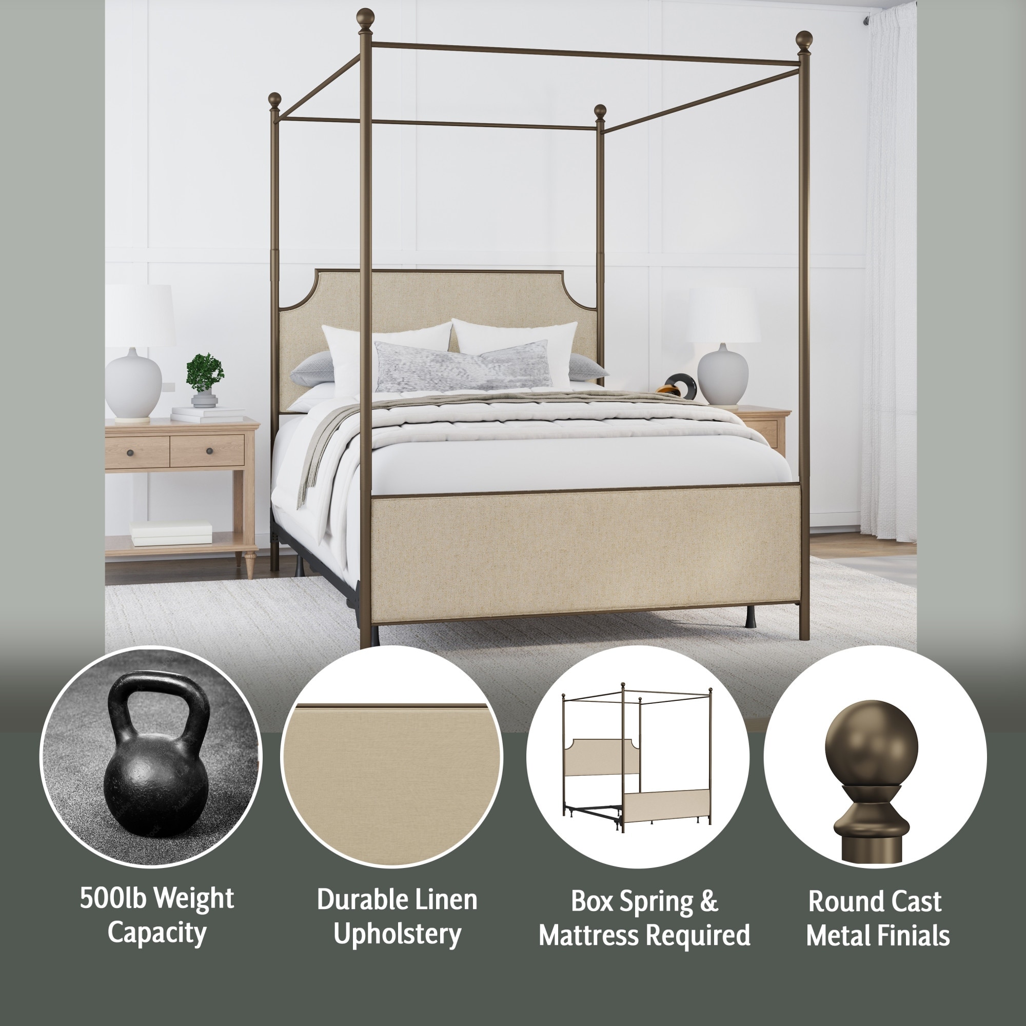 McArthur Metal and Upholstered Canopy Bed-image