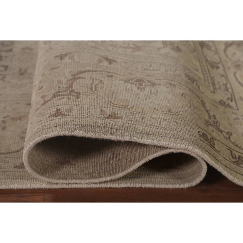 Beige Tabriz Persian Vintage Rug Handmade Traditional Wool Carpet - 6'8"x 10'2"