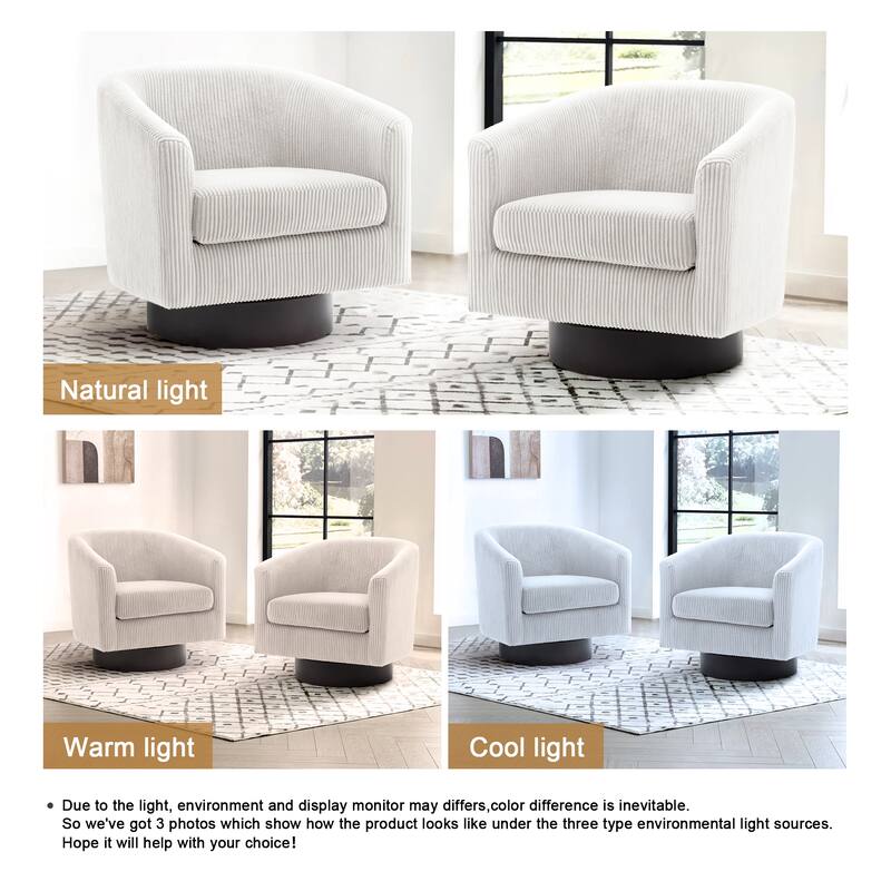 Corduroy Upholstered Swivel Barrel Chair (Set of 2)
