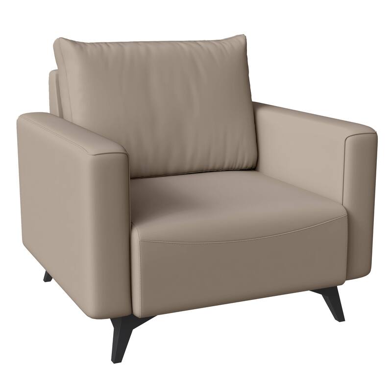 Single-Seater Sofa Modern Armchair Upholstered Vegan Leather with Metal Legs Removable Cushions Inno Series by LeisureMod - Taupe