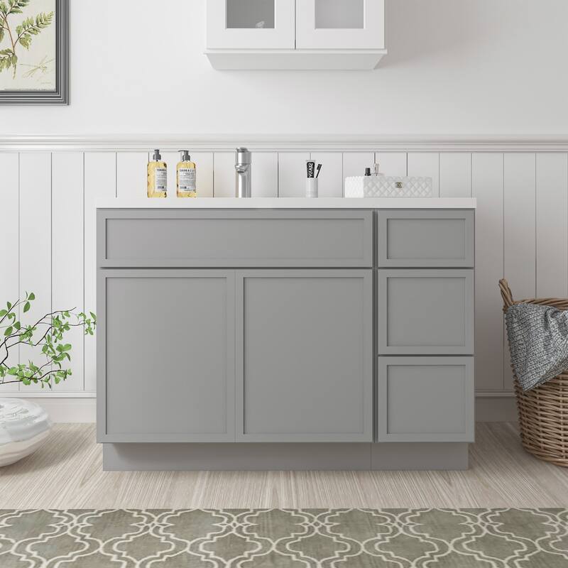 Vanity Art 42" Birch Freestanding Bathroom Vanity Cabinet without Top - Grey