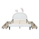 preview thumbnail 5 of 19, Full Size Upholstered Leather Platform Bed with Rabbit Ornament & 4 Drawers, Low to Ground Full Bed Frame with Slats Support
