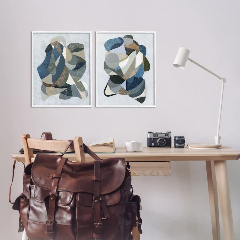 Stupell Neutral Geometric Patterns Framed Giclee Art Design By Coco Good (Set of 2)