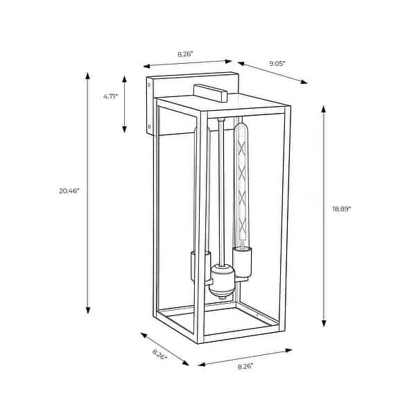 dimension image slide 1 of 2, 2-pack 1-light/2-light Metal Outdoor Wall Sconce Weather-resistant