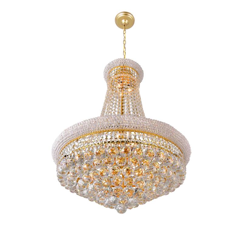 Empire 17 Light 24in Gold Down Chandelier with Crystals