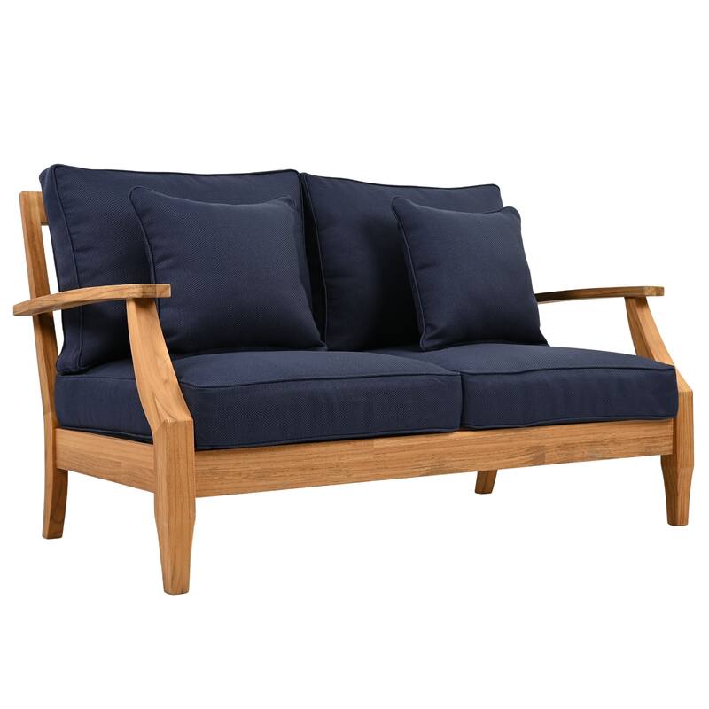 SAFAVIEH Couture Martinique Wood Patio Loveseat - 56"W x 35"D x 32"H