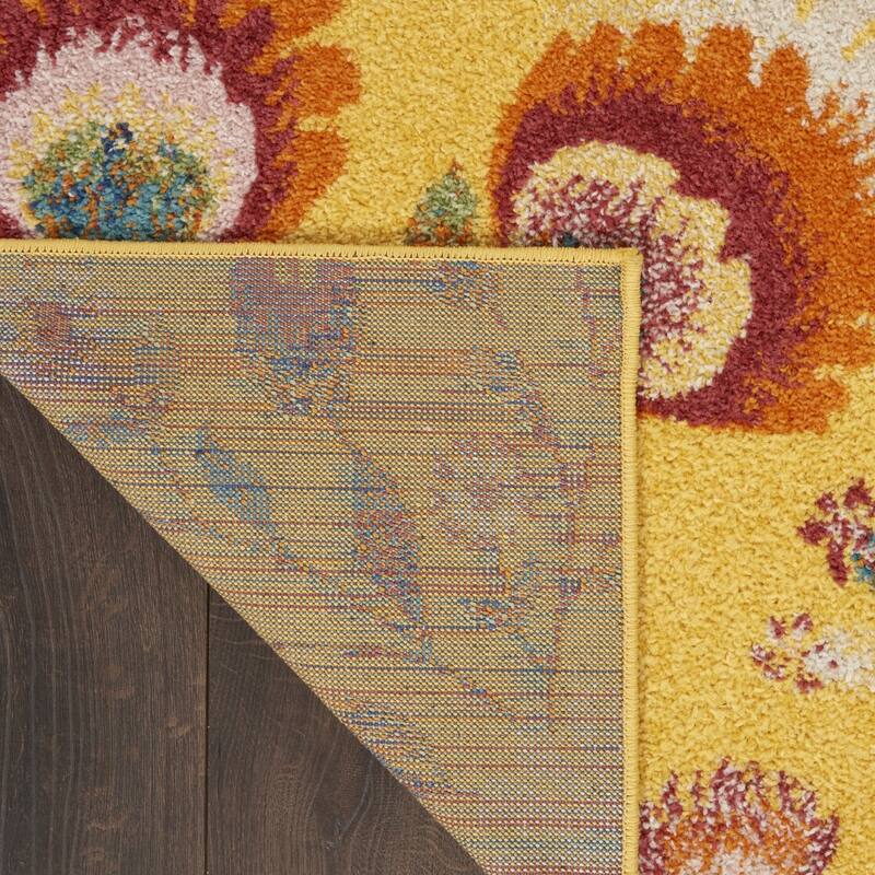 Power Loomed Floral Traditional Low Pile Area Rug - 87' X '63' X '0.25