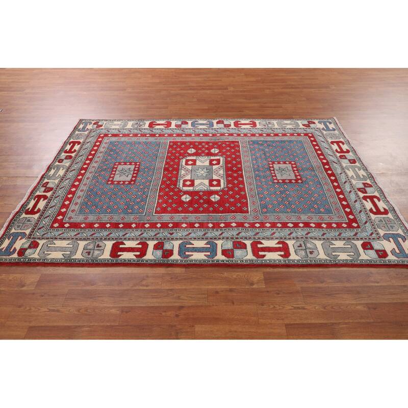 Kazak Oriental Area Rug Handmade Grey Traditional Wool Carpet - 4'11" x 6'9"