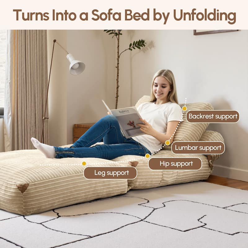 XIZZI Convertible Corduroy Floor Chair Folding Sofa Bed