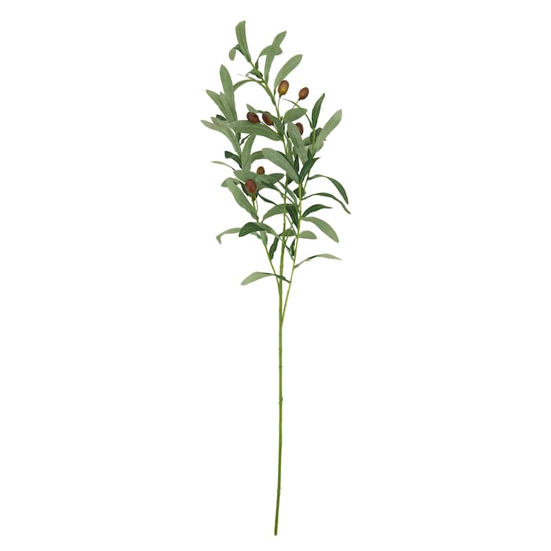 29" Artificial Olive Branches (Set of 4) – Realistic Faux Greenery Stems for Vase Arrangements - 32.5"