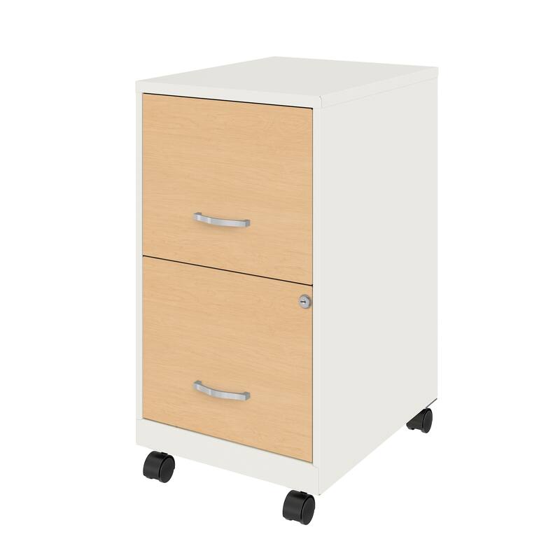 Space Solutions 18" Deep 2 Drawer Mobile File Cabinet with Wood Pattern Drawer Fronts