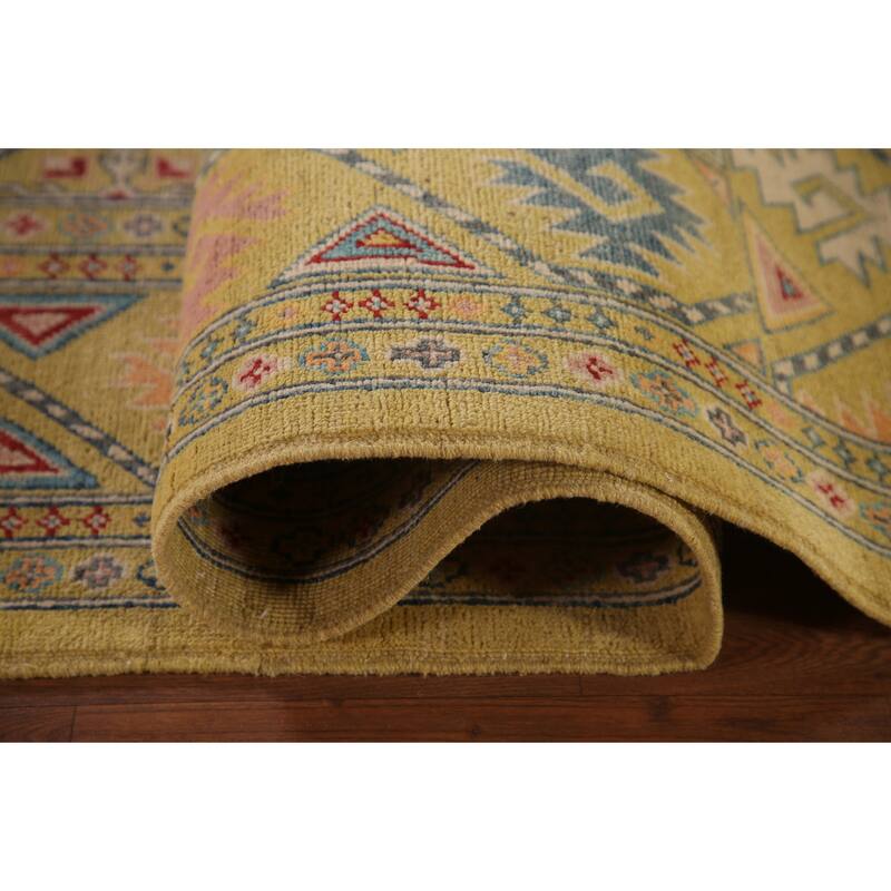 Geometric Kazak Area Rug Hand-Knotted Wool Carpet - 6'11" x 10'7"