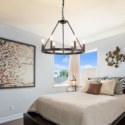 Lighting Wagon Wheel Chandelier Light Modern Farmhouse Ceiling Pendant Light (6 Lights)