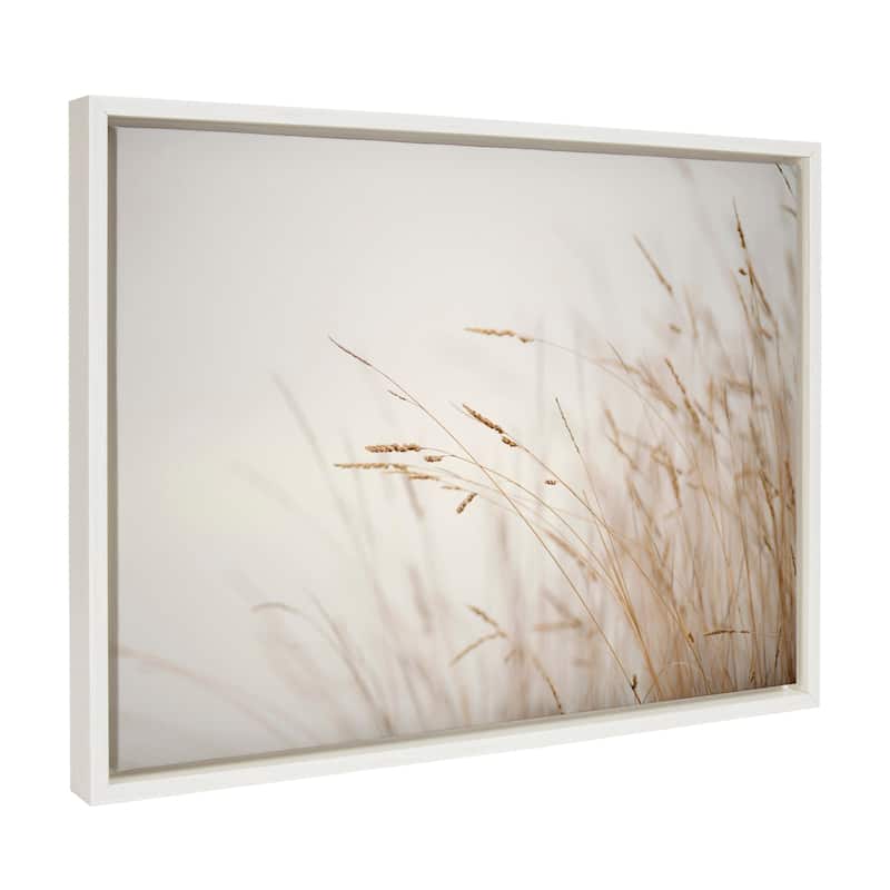 Kate and Laurel Sylvie Marsh Grass No 1 Framed Canvas by Crystal Lynn Collins - 18x24 - White