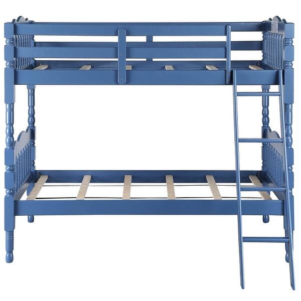 slide 2 of 8, Classic Rectangular Design Twin over Twin Bunk Bed Grey