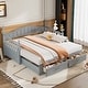 preview thumbnail 10 of 25, Wooden Twin Size Daybed with Twin Size Trundle, Extendable Daybed with Two Storage Drawers, Espresso Grey