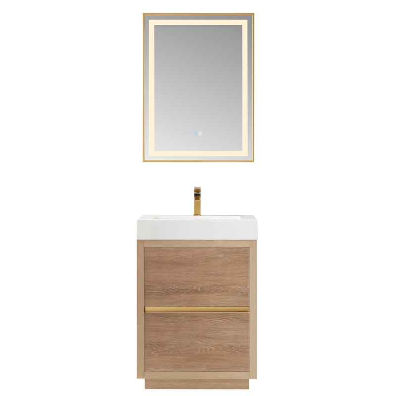 Huesca 24" Single Sink Bath Vanity with White Sink Top and Mirror