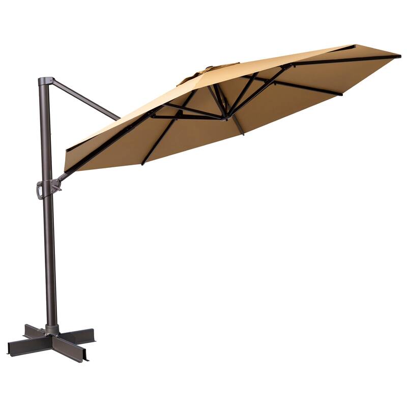 Crestlive Products 11.5ft Round Cantilever Patio Umbrella with 7-position Adjustment and 360-degree Rotation