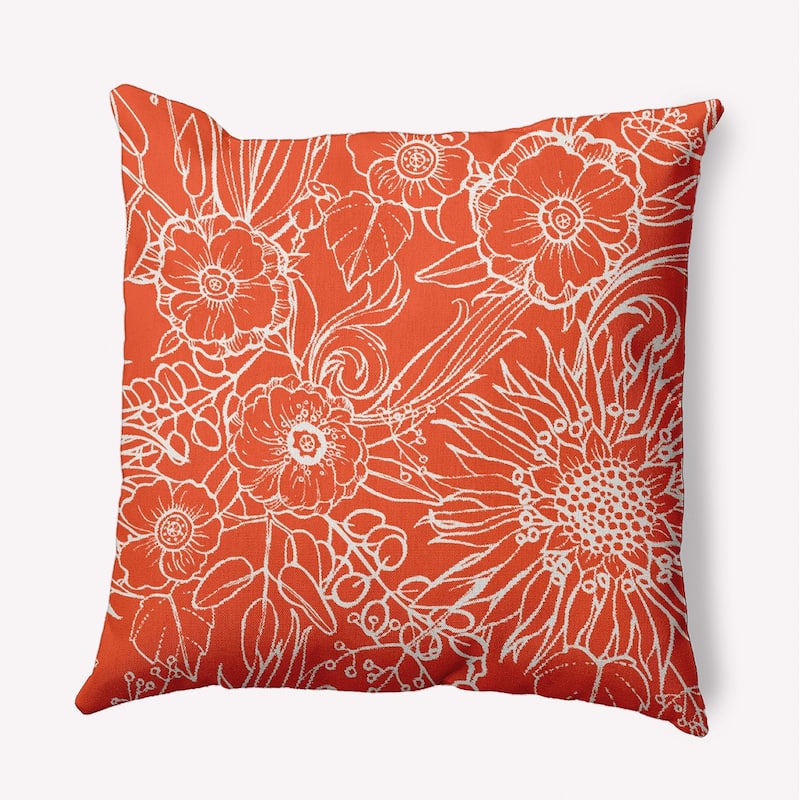 Zentangle Decorative Indoor Pillow - Bright Orange - 18" x 18"