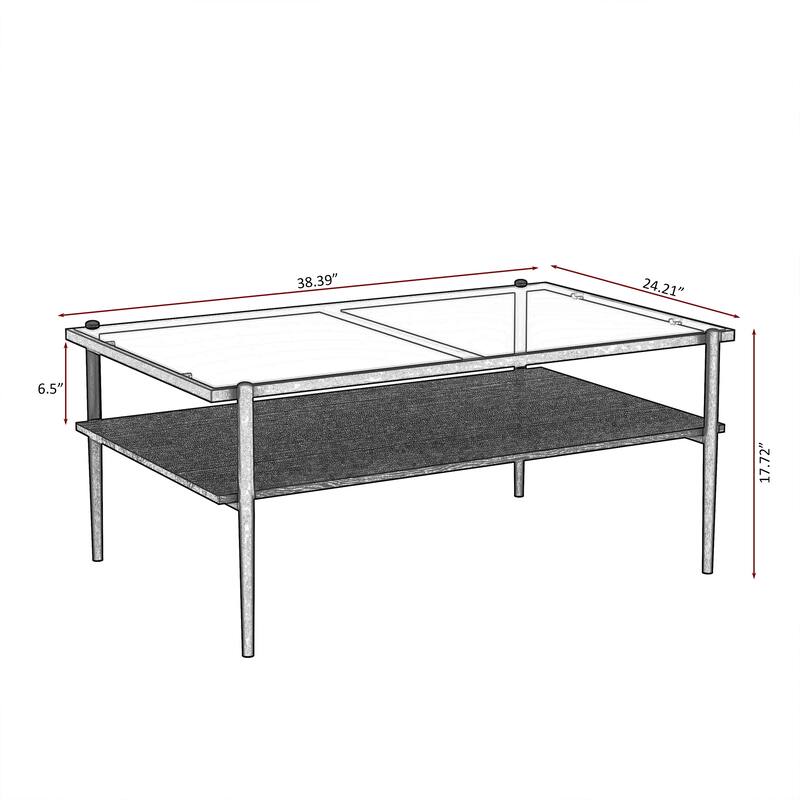 Rectangle Coffee Table with Tempered Glass Top