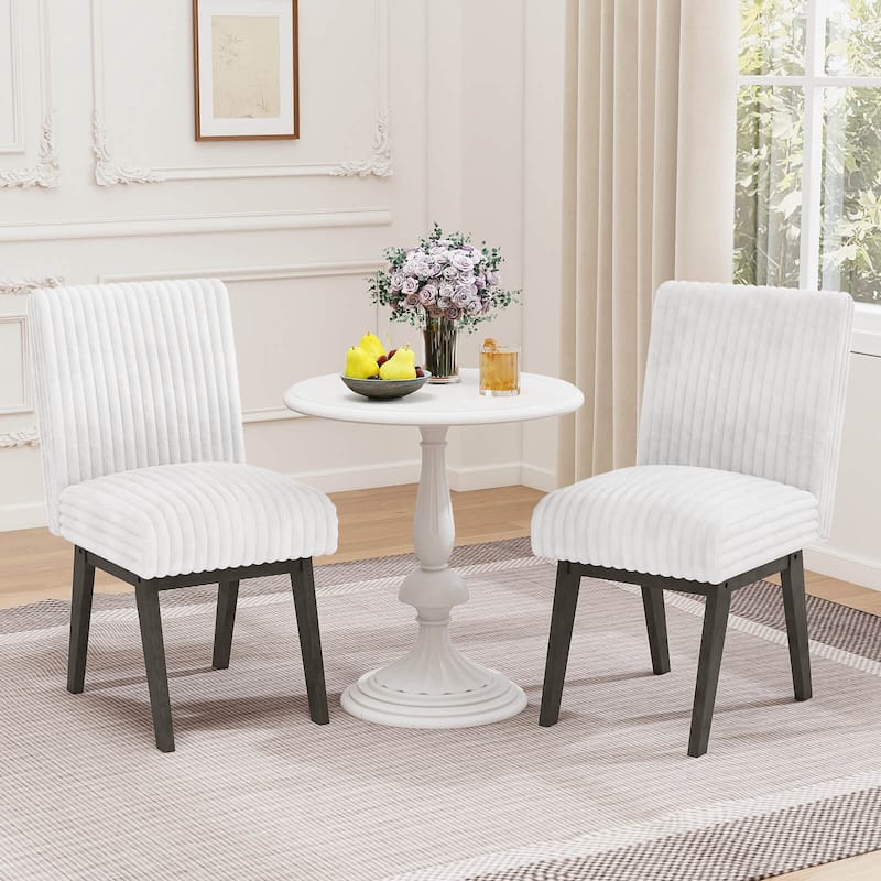Costway Dining Chairs Set of 2/4 with Padded Seat, Rubber Wood Legs & - White + Gray
