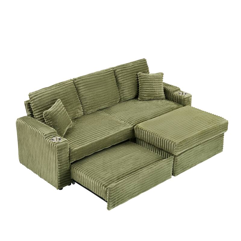 80 Inches Foldable and Hidden Storage Chaise Longue with cup holders