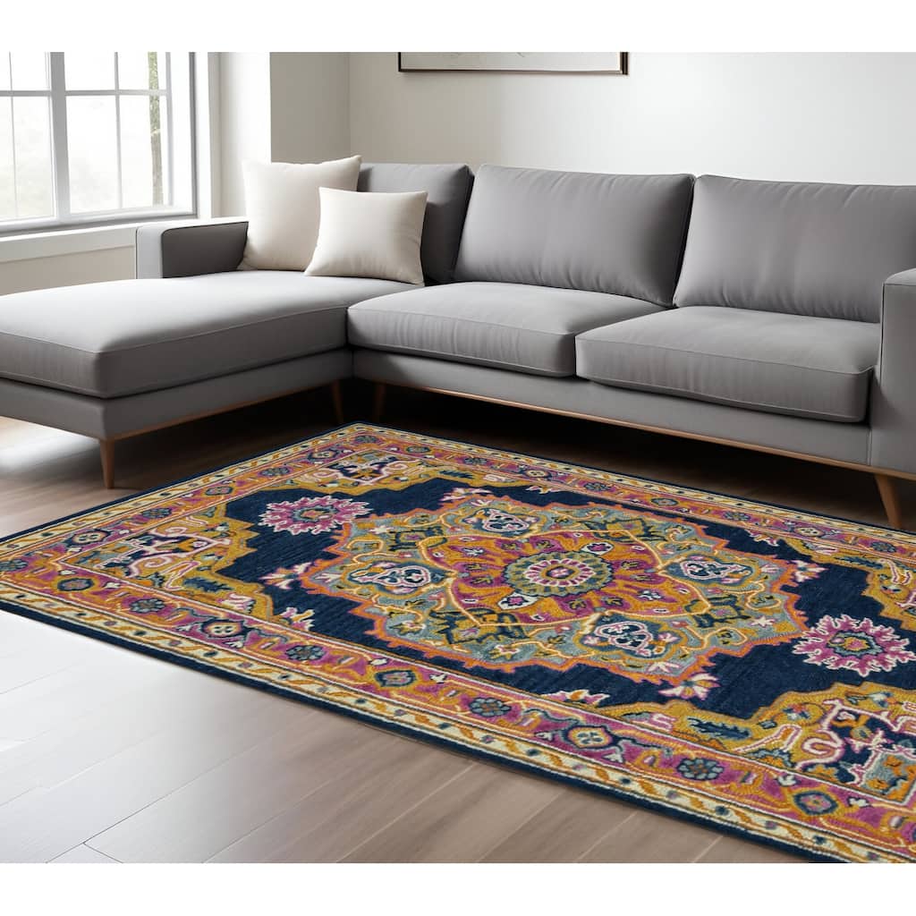 HomeRoots Medallion Bohemian Rectangle Area Rug
