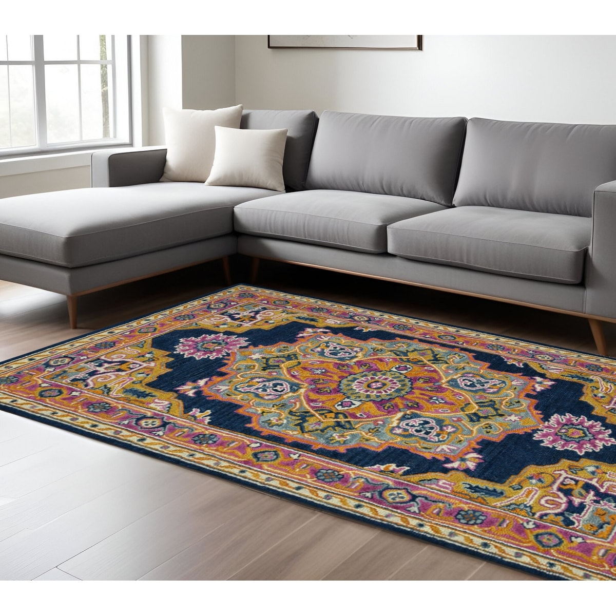 HomeRoots Zeru Medallion Bohemian Rectangle Area Rug