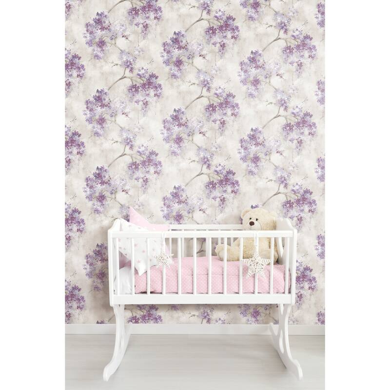 RoomMates Purple Weeping Cherry Tree Blossom Peel and Stick Wallpaper