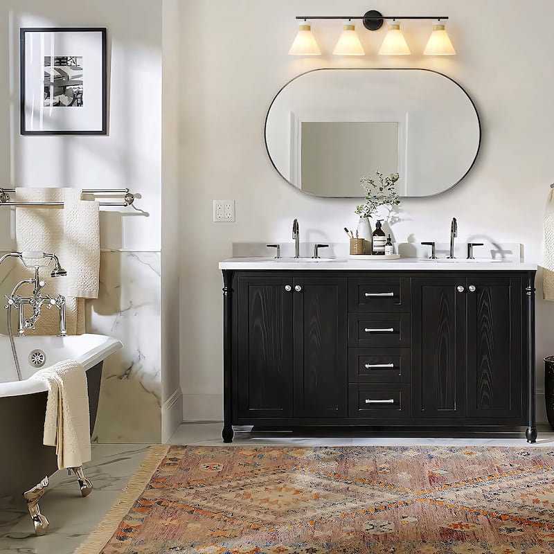 Dimmable Bathroom Vanity Light with Glass Shade