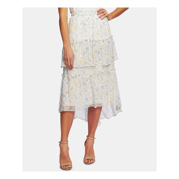 CECE Womens White Floral Skirt Size L