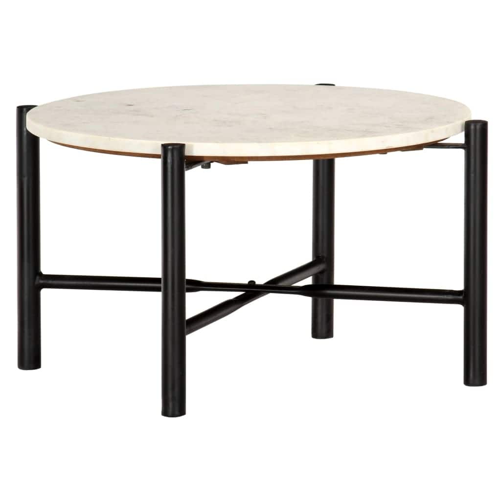 vidaXL Coffee Table Real Stone with Marble Texture Table Furniture Green/White - 23.6"x23.6"x13.8"