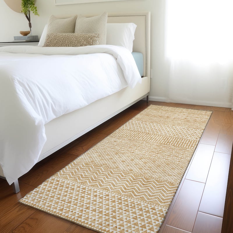 Premium Washable Super Soft Modern Moroccan Mayfield Rug - Gold - 2'3" x 7'6"
