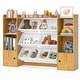 preview thumbnail 6 of 7, 4-Tier Wooden Kids Bin Shelf w/4 Large & 4 Small Removable Bins Beige