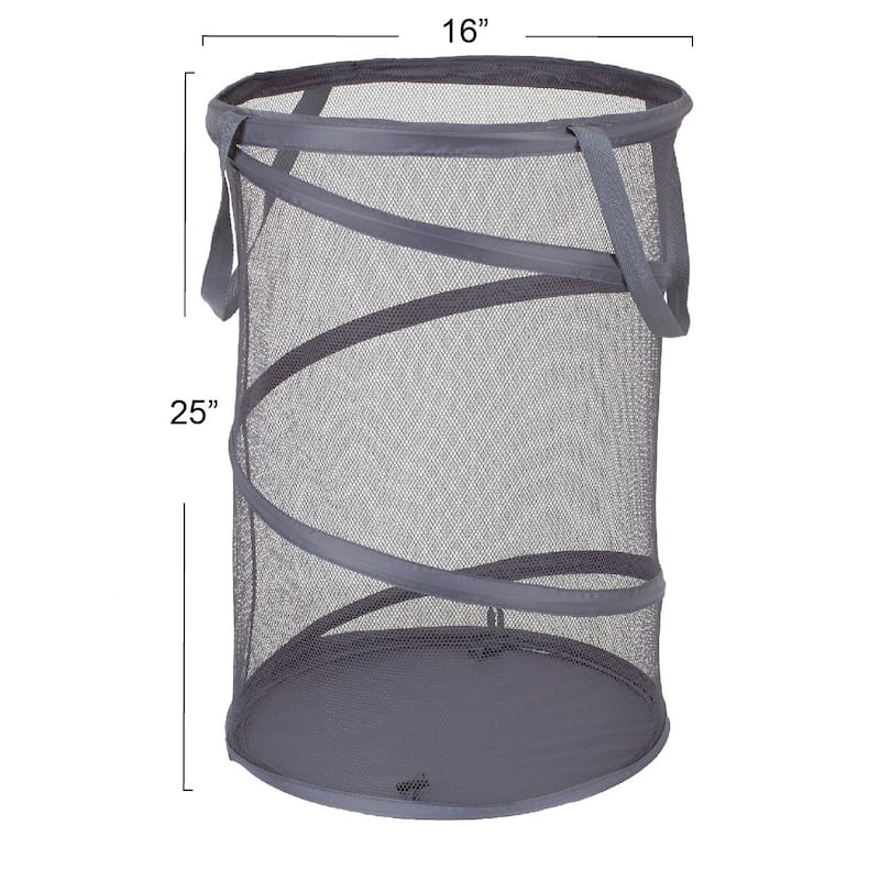 Household Essentials Pop-Up Mesh Laundry Hamper, Charcoal