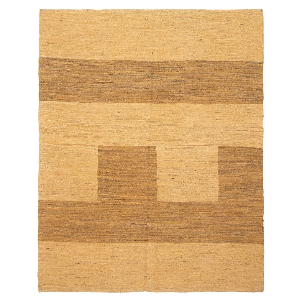 ECARPETGALLERY Flat-Weave Natural Tan Wool Tapestry Kilim - 4'10 x 6'3