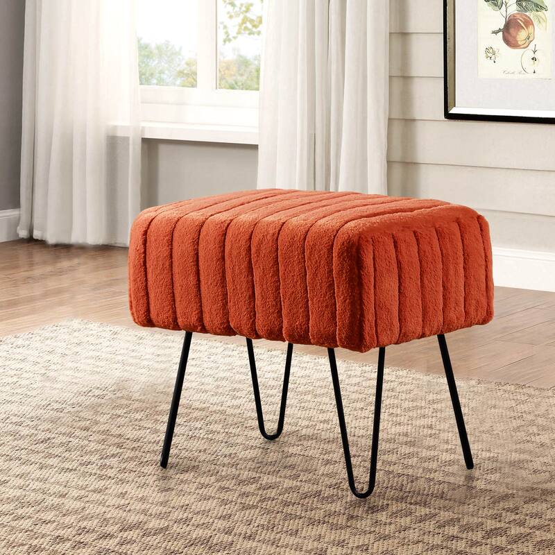 Serenta SuperMink Fauxfur Ottoman Bench - 19" x 13" x 17" - Umber