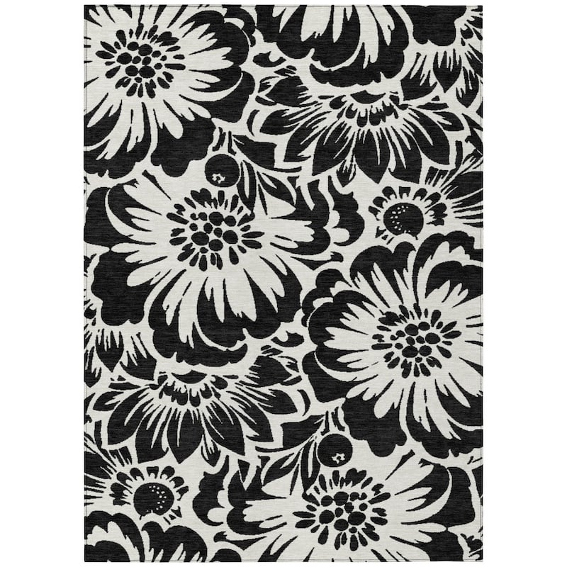 Machine Washable Indoor/ Outdoor Whimsy Floral Chantille Rug